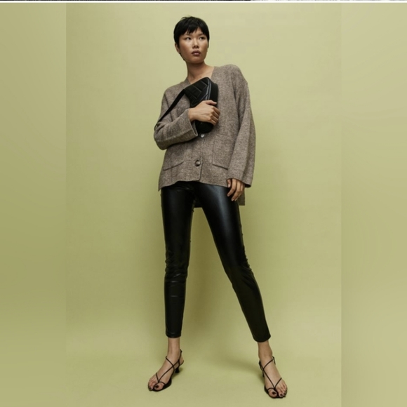H&M Vegan black leather leggings, size 6 - Picture 2 of 4